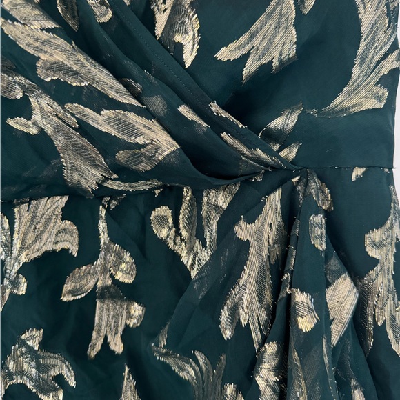 BCBGMaxazria Asymmetric Faux Wrap Dress in Fern Combo - Picture 7 of 8